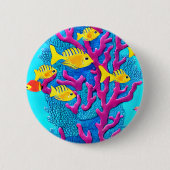Tropischer Fisch Nahtloses Muster Button (Vorderseite)