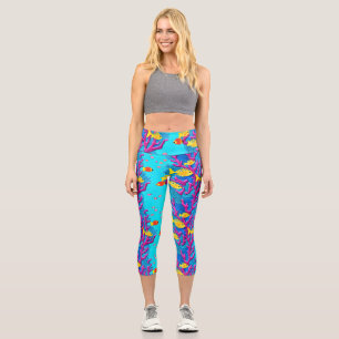 Tropischer Fisch Nahtloses Muster Capri Leggings