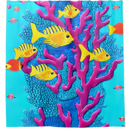 Tropischer Fisch Nahtloses Muster Duschvorhang (Vorderseite)