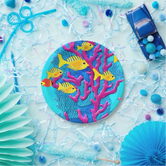 Tropischer Fisch Nahtloses Muster Pappteller (Party)