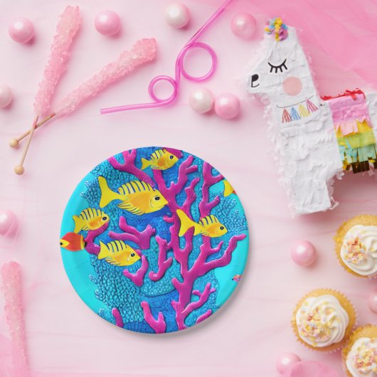 Tropischer Fisch Nahtloses Muster Pappteller (Party)