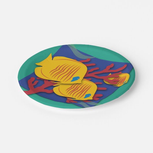 Tropischer Fisch Pappteller (Schrägansicht)