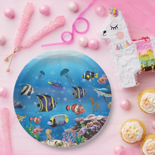 Tropischer Fisch Pappteller (Party)