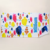 Tropischer Fisch-personalisierter Strandtuch (Vorderseite)