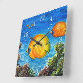 Tropischer Fisch Quadratische Wanduhr (Winkel)