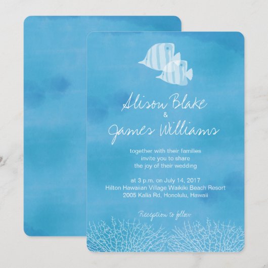 Tropischer Fisch rett Hochzeitskarte Einladung (Vorne/Hinten)