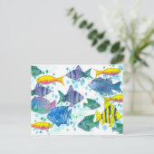 Tropischer Fisch Türkisblaue Meereslebewesen Postkarte (Stehend Vorderseite)