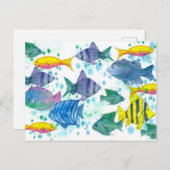 Tropischer Fisch Türkisblaue Meereslebewesen Postkarte (Vorne/Hinten)