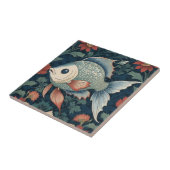Tropischer Fisch William Morris Stil Wassersee Fliese (Seite)