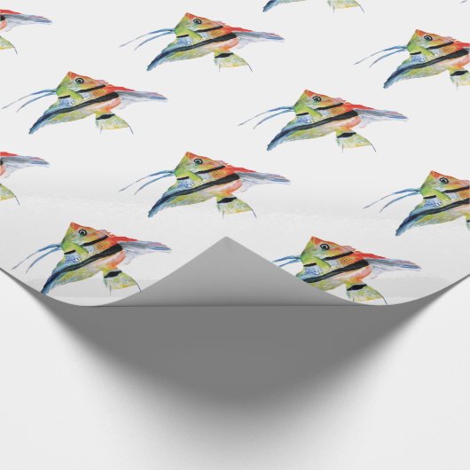 Tropischer Fisch Zeichne glänzendes Wrapping Paper Geschenkpapier (Ecke)