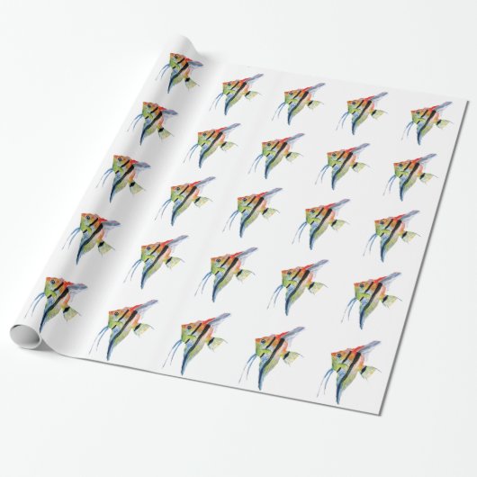 Tropischer Fisch Zeichne glänzendes Wrapping Paper Geschenkpapier (Ungerollt)