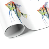 Tropischer Fisch Zeichne glänzendes Wrapping Paper Geschenkpapier (Rolleneckpunkt)