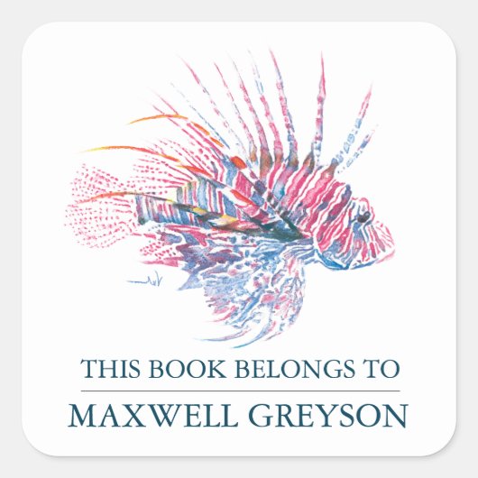 Tropischer Fisch zurück zum Buchzeichen des Schulk Quadratischer Aufkleber (Vorderseite)