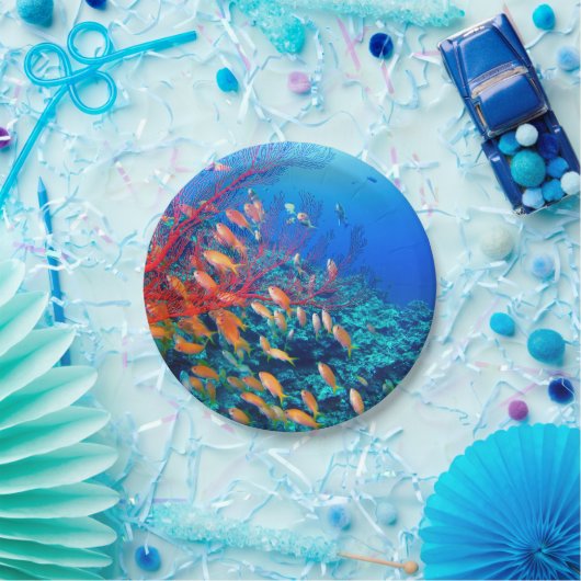 Tropischer Fischkorallenriff Pappteller (Party)