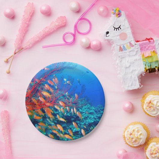 Tropischer Fischkorallenriff Pappteller (Party)