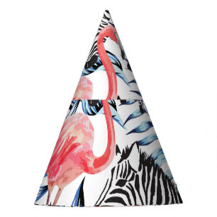 Tropischer Flair: Flamingo Zebra Paradise Partyhütchen