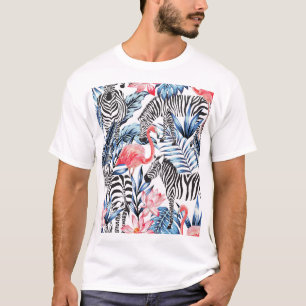 Tropischer Flair: Flamingo Zebra Paradise T-Shirt