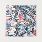 Tropischer Flair: Flamingo Zebra Paradise Wandteppich (Vorderseite (Horizontal))