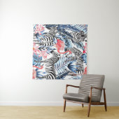 Tropischer Flair: Flamingo Zebra Paradise Wandteppich (Beispiel (Horizontal))