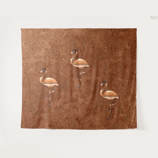 Tropischer Flair Gold Flamingo Tapestry Wandteppich (Vorderseite (Horizontal))