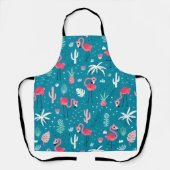 Tropischer Flamingo Ananas Cactus Schürze (Vorderseite)