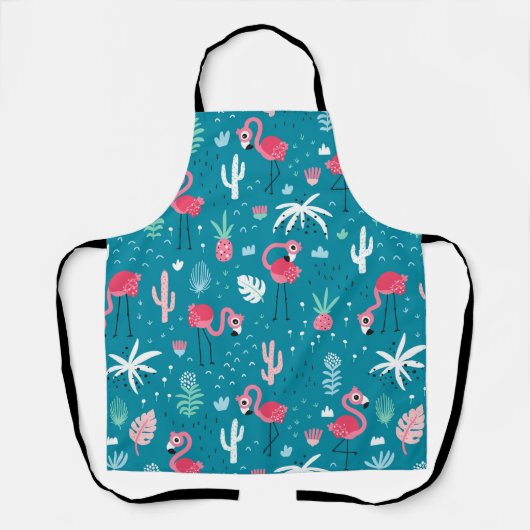 Tropischer Flamingo Ananas Cactus Schürze (Vorderseite)