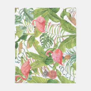 Tropischer Flamingo Ananas: HandGezeichnet Muster Fleecedecke