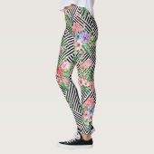 Tropischer Flamingo auf geometrischen Leggings (Links)