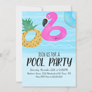 Tropischer Flamingo aufblasbarer Ring Party Geburt Einladung
