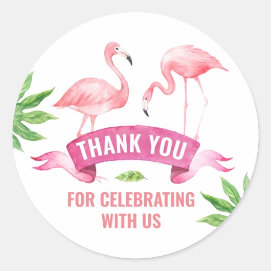 Tropischer Flamingo-Aufkleber Runder Aufkleber (Vorderseite)