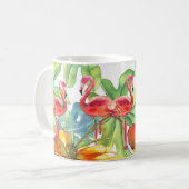 Tropischer Flamingo-Bird Wasserfarbe Kaffeetasse (Vorderseite Links)