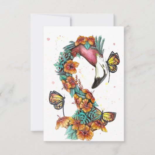 Tropischer Flamingo Dankeskarte (Vorderseite)