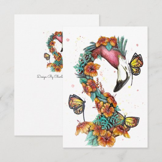 Tropischer Flamingo Dankeskarte (Vorne/Hinten)