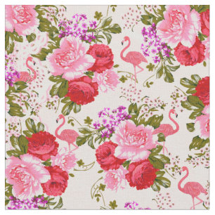 Tropischer Flamingo der Vintagen rosa botanischen Stoff