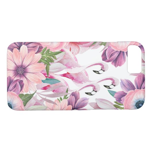 Tropischer Flamingo des eleganten rosa Aquarells Case-Mate iPhone Hülle (Rückseite (Horizontal))