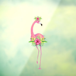 Tropischer Flamingo-Dschungel-Pflanze Fensteraufkleber