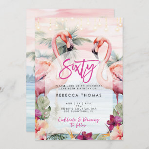 Tropischer Flamingo Einladung zum sechzigsten Gebu