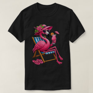 Tropischer Flamingo entspannt im Liegestuhl T-Shirt