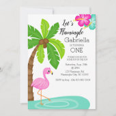 Tropischer Flamingo Erster Geburtstag Einladung (Vorderseite)