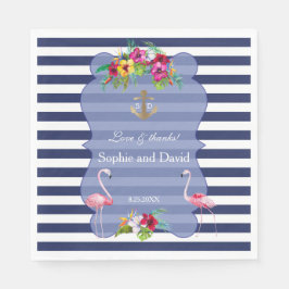 Tropischer Flamingo Floral Luau Marinestreifen Hoc Serviette