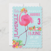 Tropischer Flamingo Geburtstagsparty Einladung Som (Vorderseite)