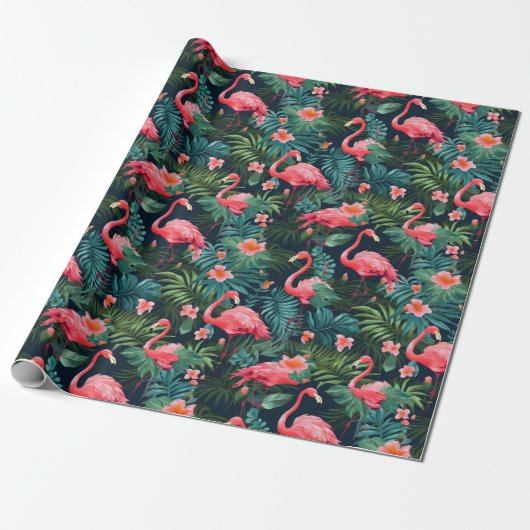 Tropischer Flamingo Geschenkpapier (Ungerollt)