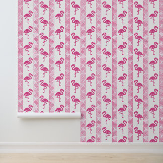 Tropischer Flamingo - Griechischer Schlüssel Hot P Tapete