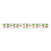 Tropischer Flamingo Grüner Palm Tree Ananas Insel Satinband (Vorderseite)