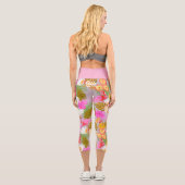 Tropischer Flamingo Hellgrau Capri Leggings (Rückseite)