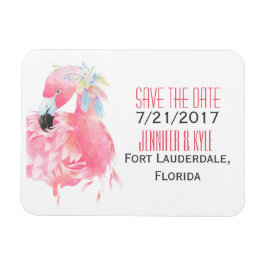 Tropischer Flamingo Hochzeit speichern Sie das Dat Magnet