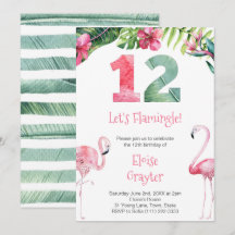 Tropischer Flamingo jedes Alter weibliche Geburtst