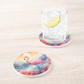 Tropischer Flamingo mit Blume-76280 Getränkeuntersetzer (Seite)