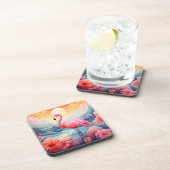 Tropischer Flamingo mit Blume-76280 Getränkeuntersetzer (Rechte Seite)