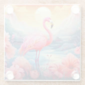 Tropischer Flamingo mit Blume-76280 Glasuntersetzer (Rückseite)